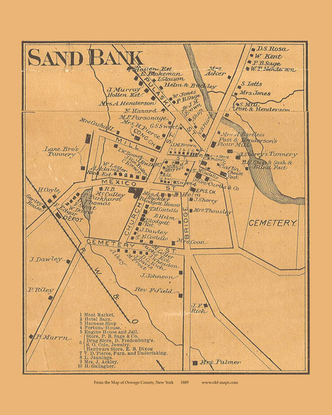 Sandbank Village (Altmar), Albion, New York 1889 Old Town Map Custom Print - Oswego Co.