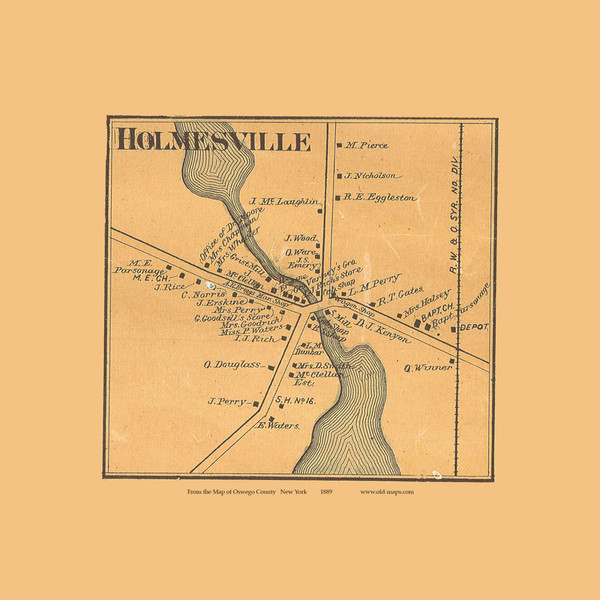 Holmesville, Richland, New York 1889 Old Town Map Custom Print - Oswego Co.