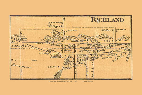 Richland Village, New York 1889 Old Town Map Custom Print - Oswego Co.