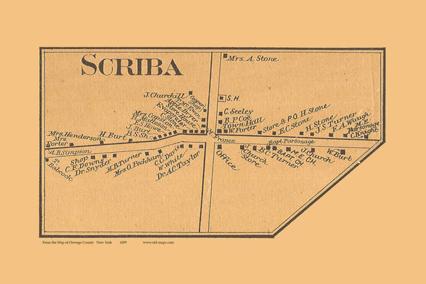 Scriba Village, New York 1889 Old Town Map Custom Print - Oswego Co.