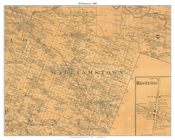Williamstown, New York 1889 Old Town Map Custom Print - Oswego Co.