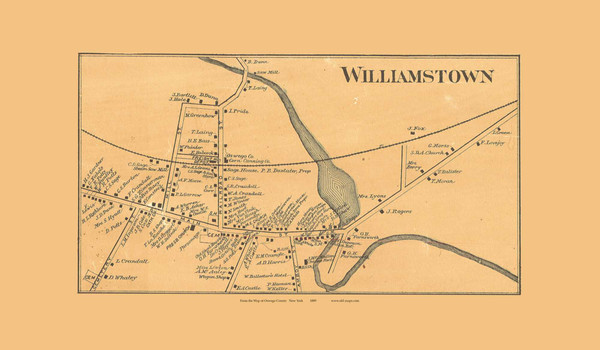 Williamstown Village, New York 1889 Old Town Map Custom Print - Oswego Co.