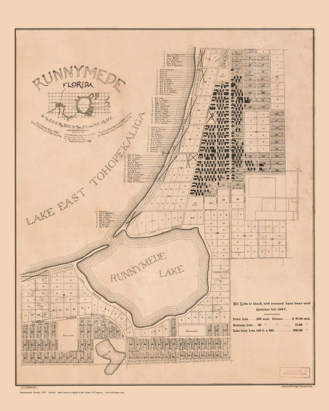 Runnymede 1887  - Old Map Reprint - Florida Cities