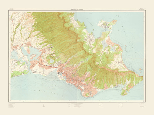 Honolulu and Vicinity 1954 USGS - Old Map Reprint - Hawaii Cities Honolulu and Vicinity 1954 USGS - Old Map Reprint - Hawaii Cities