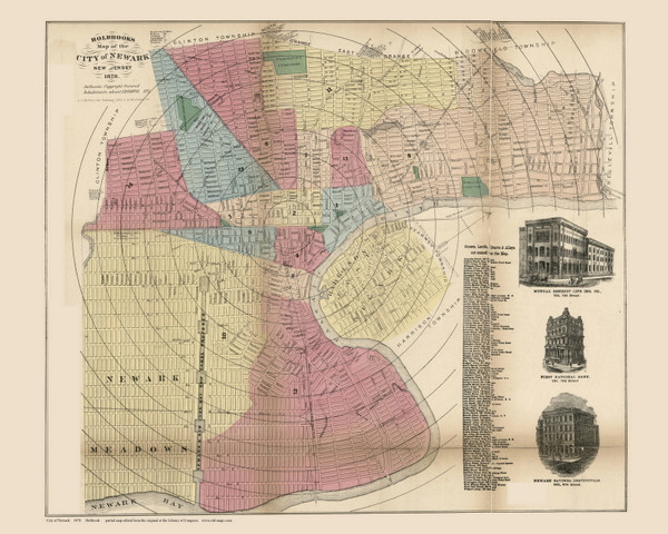 Newark 1878 Holbrook  - Old Map Reprint - New Jersey Cities Newark 1878 Holbrook  - Old Map Reprint - New Jersey Cities