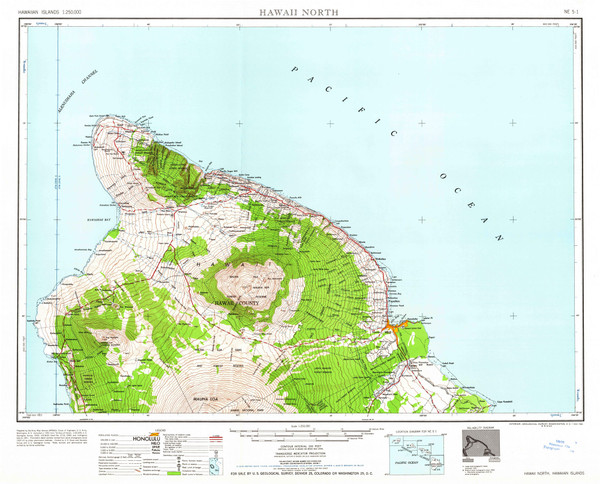 Hawaii North, Hawaii 1961 (1961) USGS Old Topo Map Reprint 30x30 HI Quad 349919
