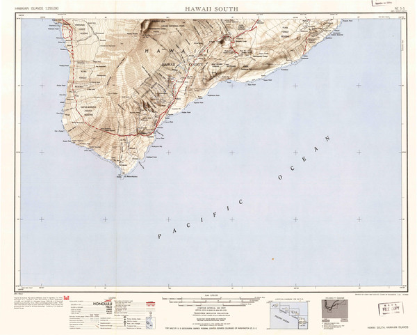 Hawaii South, Hawaii 1954 (1954) USGS Old Topo Map Reprint 30x30 HI Quad 349922