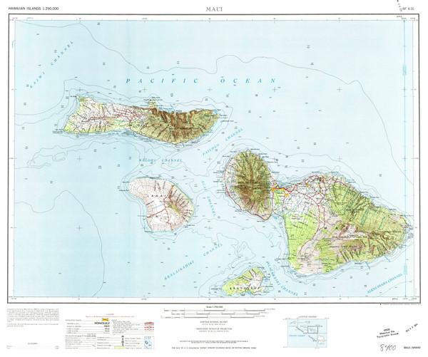 Maui, Hawaii 1974 (1974) USGS Old Topo Map Reprint 30x30 HI Quad 349934
