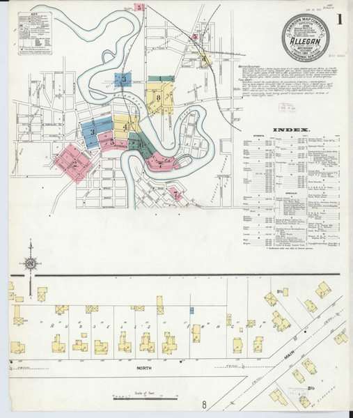Allegan Michigan 1911 - Fire Insurance Index - Old Map Reprint