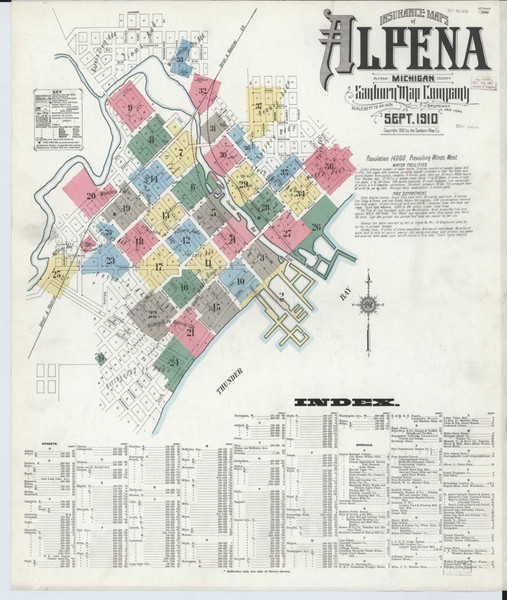 Alpena Michigan 1910 - Fire Insurance Index - Old Map Reprint