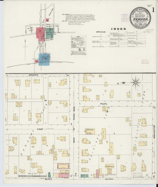 Armada Michigan 1907 - Fire Insurance Index - Old Map Reprint