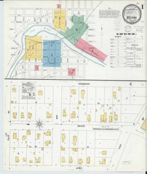 Belding Michigan 1900 - Fire Insurance Index - Old Map Reprint