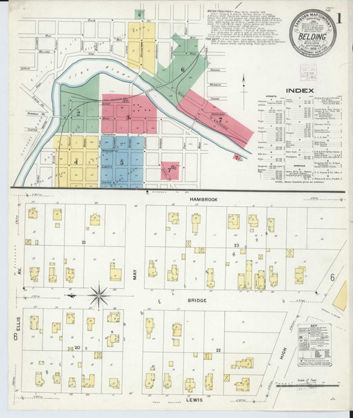 Belding Michigan 1908 - Fire Insurance Index - Old Map Reprint