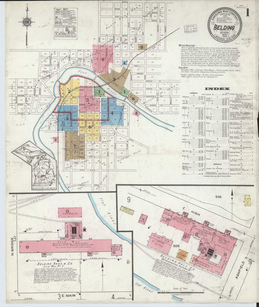 Belding Michigan 1918 - Fire Insurance Index - Old Map Reprint