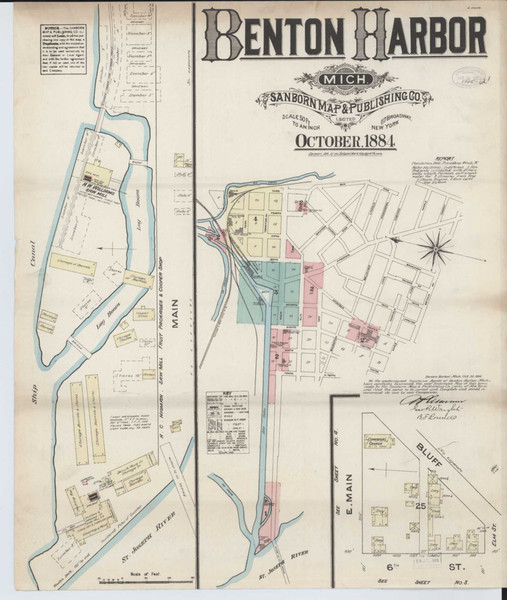 Benton Harbor Michigan 1884 - Fire Insurance Index - Old Map Reprint