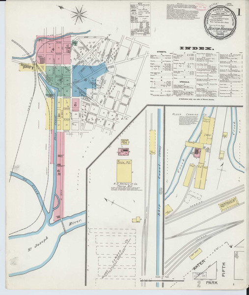 Benton Harbor Michigan 1892 - Fire Insurance Index - Old Map Reprint