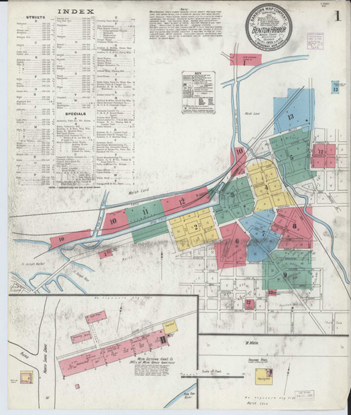 Benton Harbor Michigan 1905 - Fire Insurance Index - Old Map Reprint