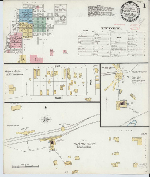 Bessemer Michigan 1898 - Fire Insurance Index - Old Map Reprint