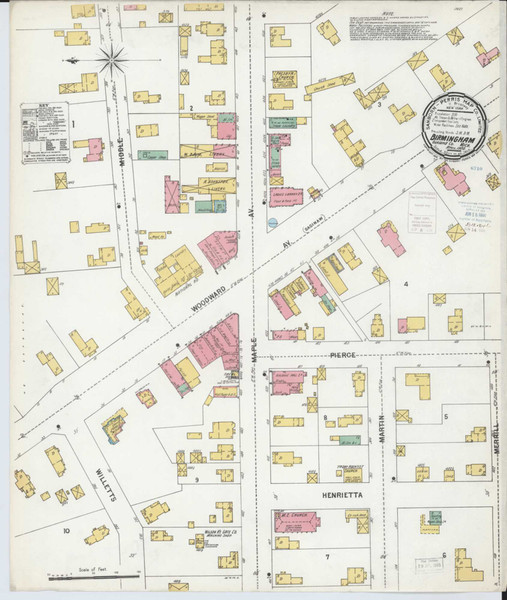 Birmingham Michigan 1900 - Fire Insurance Index - Old Map Reprint