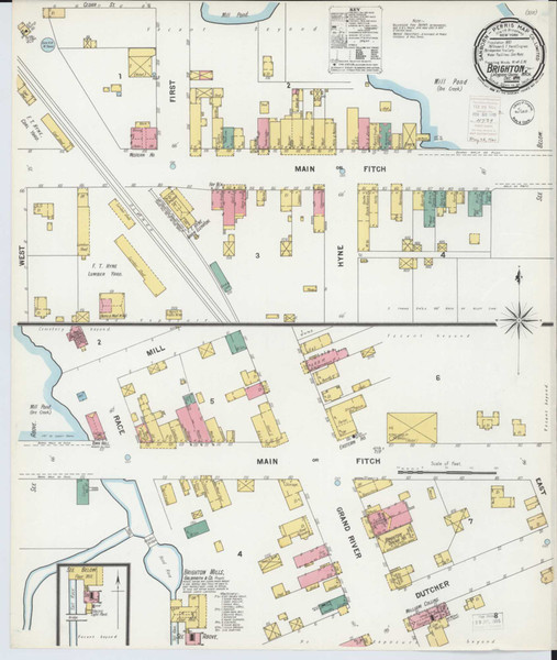 Brighton Michigan 1899 - Fire Insurance Index - Old Map Reprint
