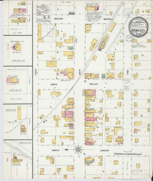 Brown City Michigan 1900 - Fire Insurance Index - Old Map Reprint