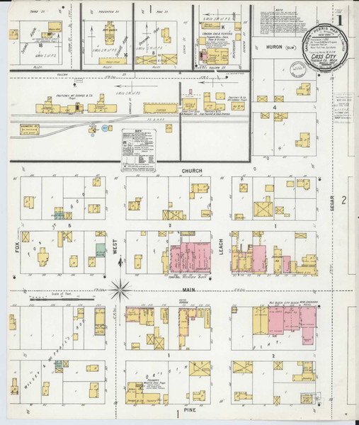 Cass City Michigan 1900 - Fire Insurance Index - Old Map Reprint