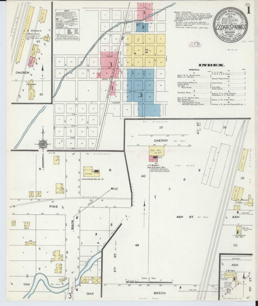 Cedar Springs Michigan 1910 - Fire Insurance Index - Old Map Reprint