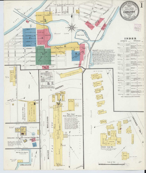 Charlevoix Michigan 1907 - Fire Insurance Index - Old Map Reprint