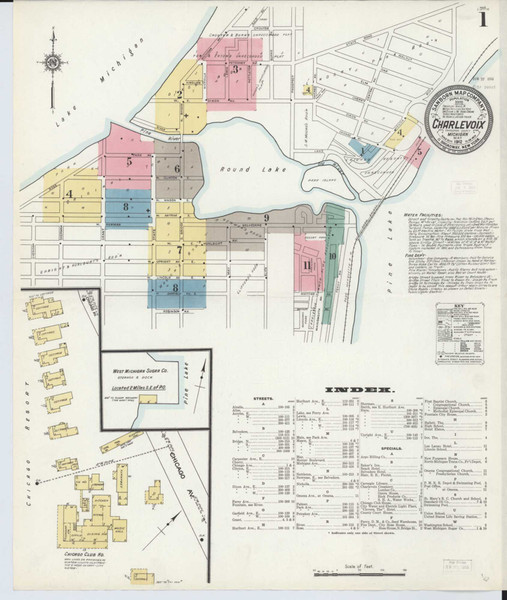 Charlevoix Michigan 1912 - Fire Insurance Index - Old Map Reprint