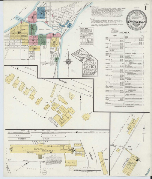 Charlevoix Michigan 1917 - Fire Insurance Index - Old Map Reprint