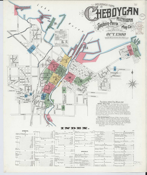 Cheboygan Michigan 1900 - Fire Insurance Index - Old Map Reprint