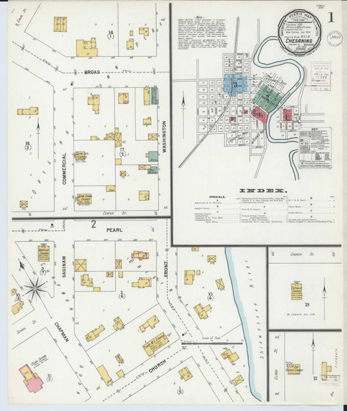 Chesaning Michigan 1900 - Fire Insurance Index - Old Map Reprint