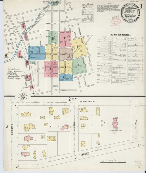 Coldwater Michigan 1897 - Fire Insurance Index - Old Map Reprint
