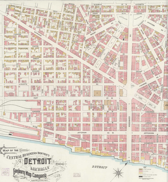 Detroit Michigan 1904 - Fire Insurance Index - Old Map Reprint