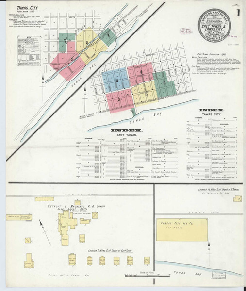 East Tawas Michigan 1910 - Fire Insurance Index - Old Map Reprint