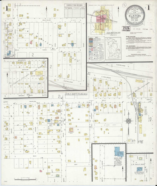 Elkton Michigan 1938 - Fire Insurance Index - Old Map Reprint