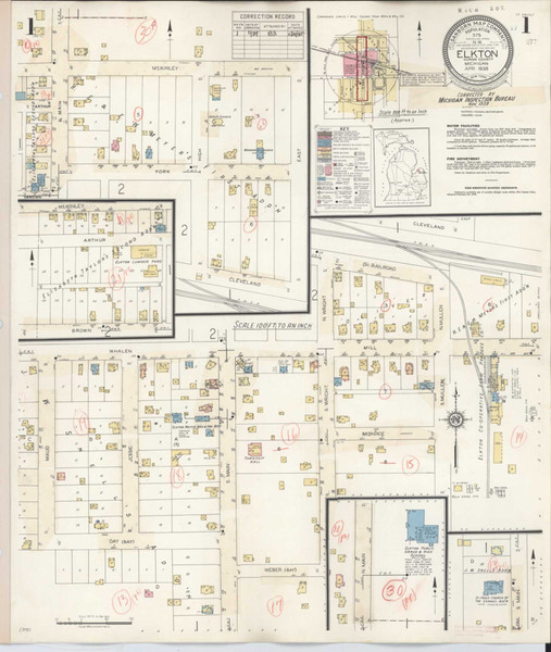 Elkton Michigan 1939 - Fire Insurance Index - Old Map Reprint