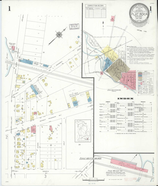 Flat Rock Michigan 1941 - Fire Insurance Index - Old Map Reprint