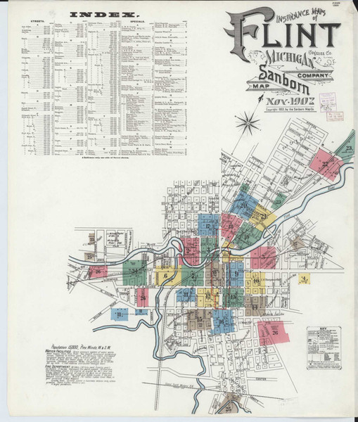 Flint Michigan 1902 - Fire Insurance Index - Old Map Reprint