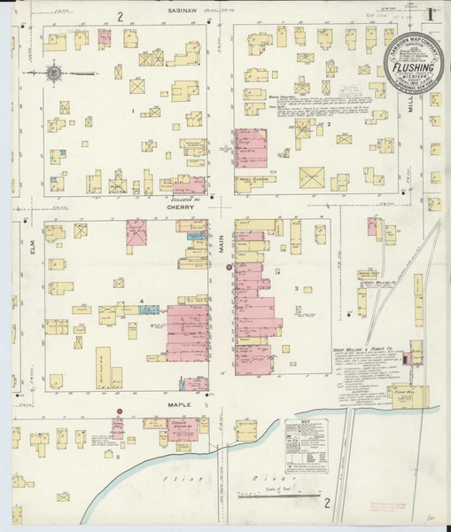 Flushing Michigan 1910 - Fire Insurance Index - Old Map Reprint