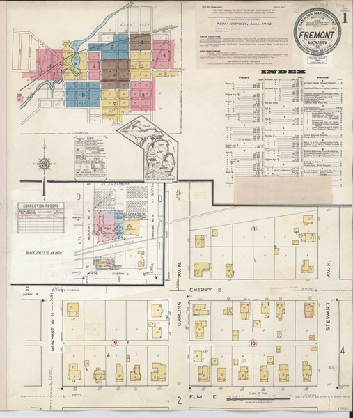 Fremont Michigan 1949 - Fire Insurance Index - Old Map Reprint