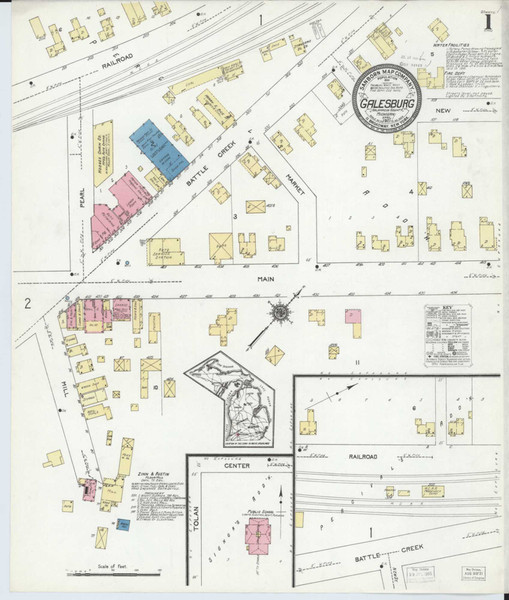 Galesburg Michigan 1921 - Fire Insurance Index - Old Map Reprint