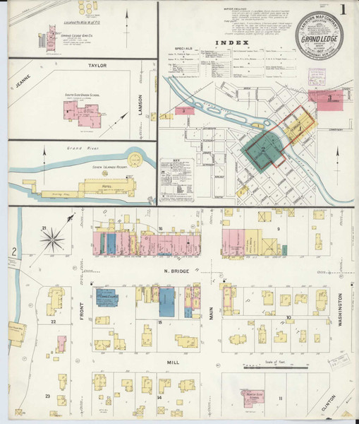 Grand Ledge Michigan 1907 - Fire Insurance Index - Old Map Reprint