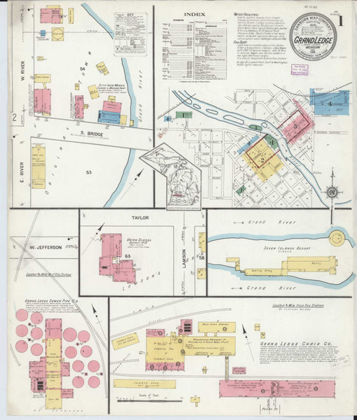 Grand Ledge Michigan 1916 - Fire Insurance Index - Old Map Reprint
