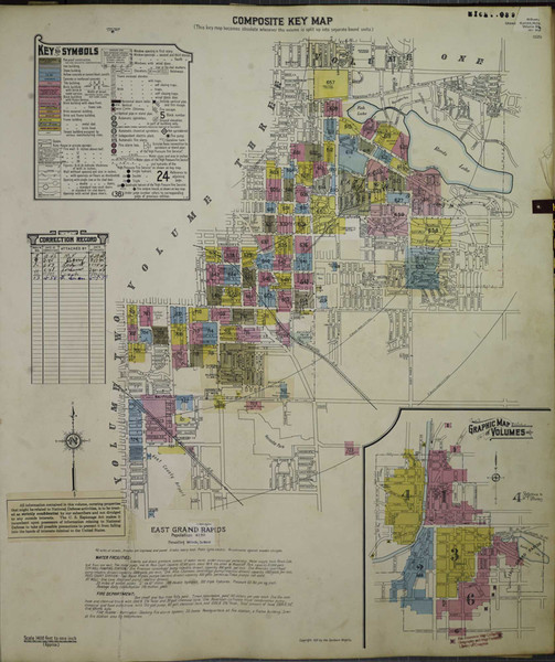 Grand Rapids Michigan 1950 V6 - Fire Insurance Index - Old Map Reprint