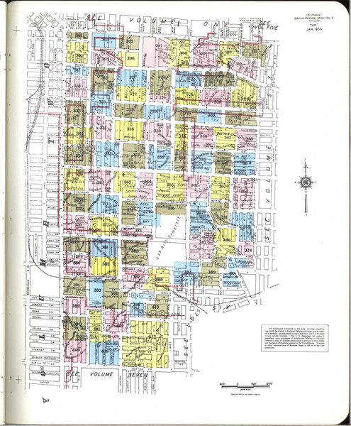 Grand Rapids Michigan 1953 V3 - Fire Insurance Index - Old Map Reprint