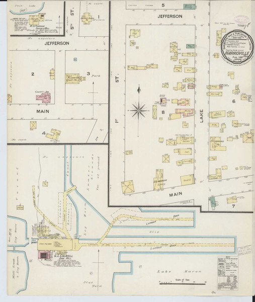 Harrisville Michigan 1887 - Fire Insurance Index - Old Map Reprint