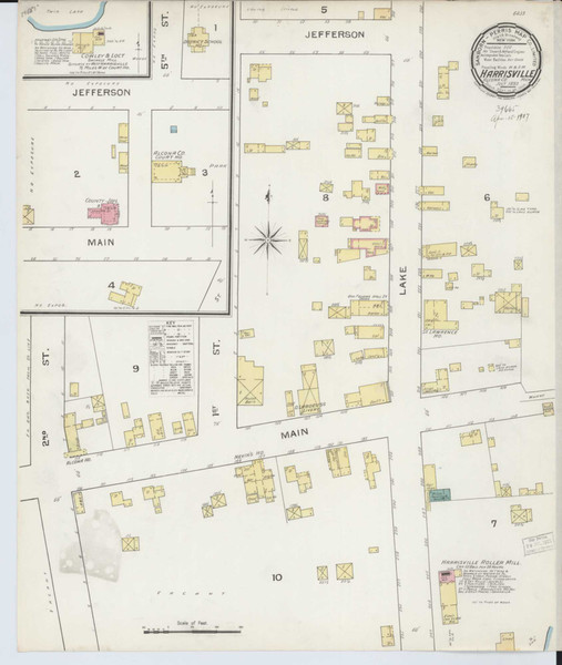 Harrisville Michigan 1893 - Fire Insurance Index - Old Map Reprint