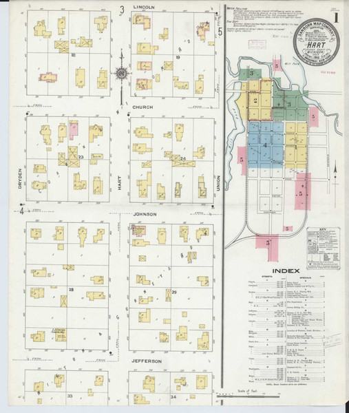 Hart Michigan 1910 - Fire Insurance Index - Old Map Reprint