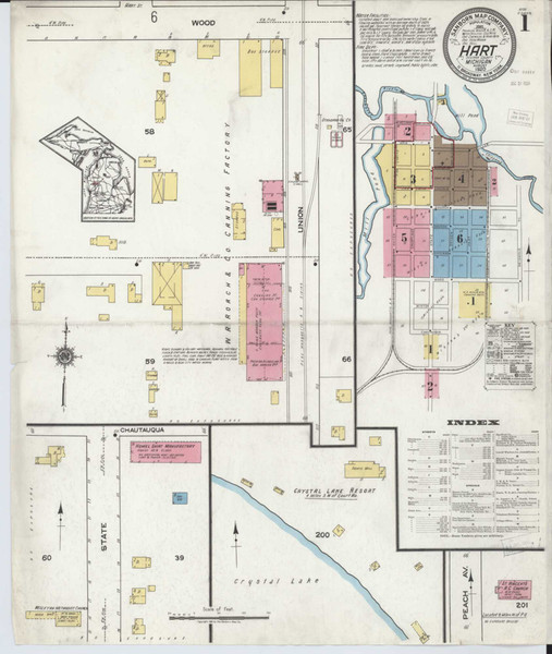 Hart Michigan 1920 - Fire Insurance Index - Old Map Reprint